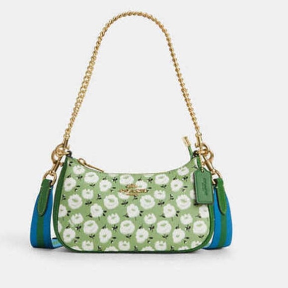 Coach Handbags - 💚 Coach NWT Light Green Teri Mini Crossbody Bag With Floral Print and Crossbody